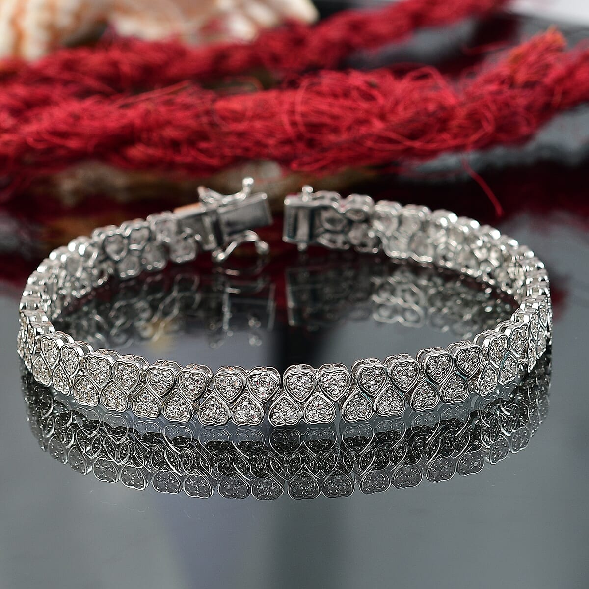 Karis Golconda Topaz 4.90 ctw Heart Bracelet in Platinum Bond (8.00 In) image number 1