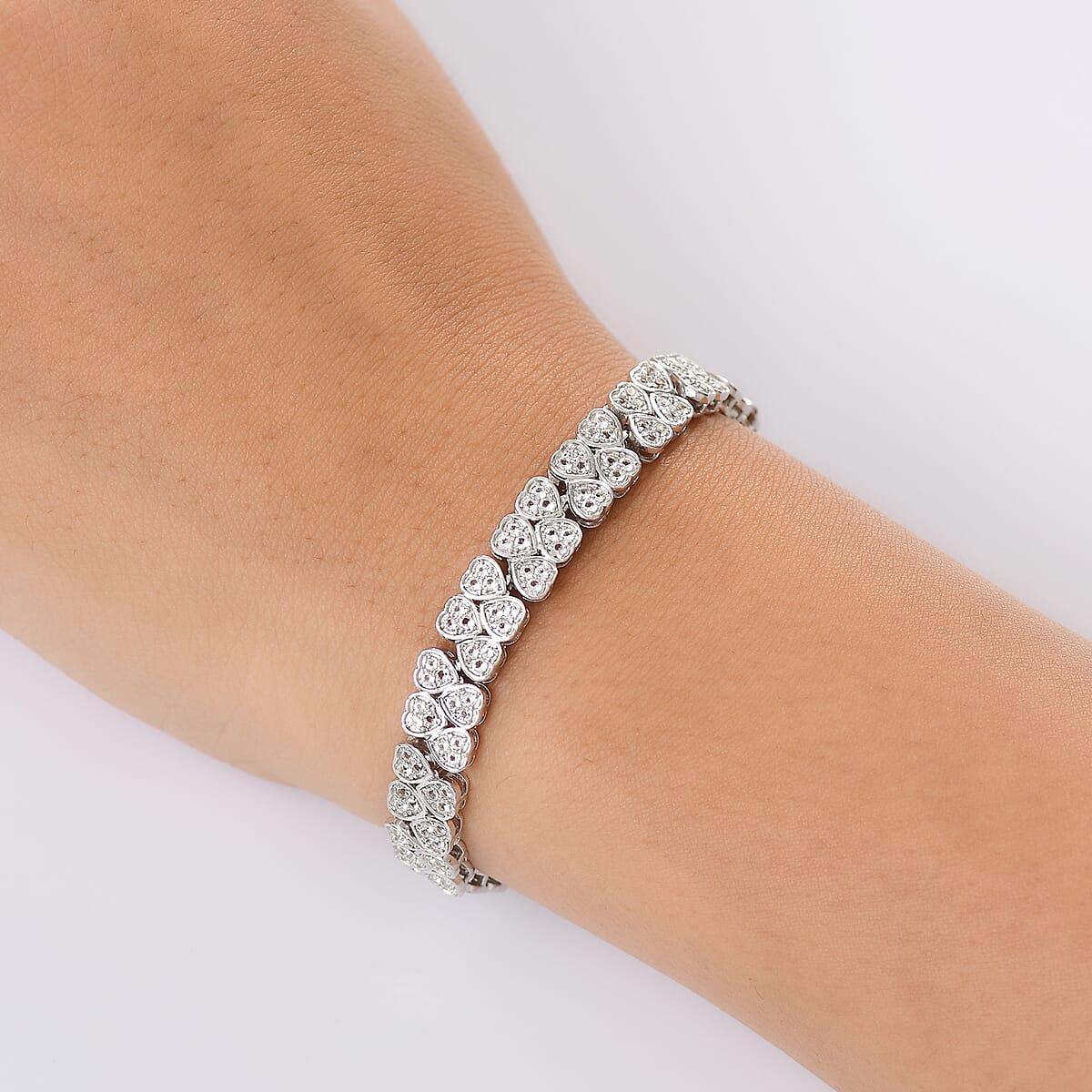 Karis Golconda Topaz 4.90 ctw Heart Bracelet in Platinum Bond (8.00 In) image number 2