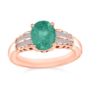 Luxoro Premium Kagem Zambian Emerald and G-H I2 Diamond 2.08 ctw Ring in 10K Rose Gold (Size 10.0)