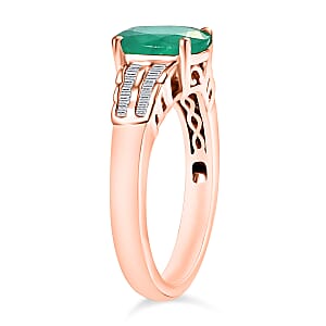 Luxoro Premium Kagem Zambian Emerald and G-H I2 Diamond 2.08 ctw Ring in 10K Rose Gold (Size 10.0) (Del. in 10-12 Days)