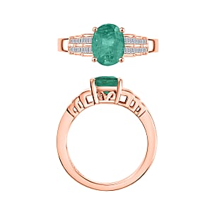 Luxoro Premium Kagem Zambian Emerald and G-H I2 Diamond 2.08 ctw Ring in 10K Rose Gold (Size 10.0) (Del. in 10-12 Days)