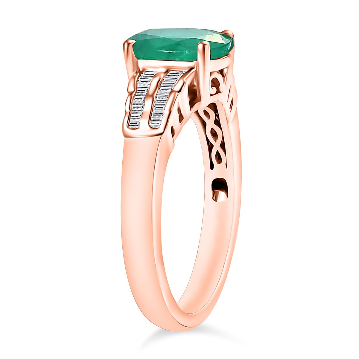 Luxoro Premium Kagem Zambian Emerald and G-H I2 Diamond 2.08 ctw Ring in 10K Rose Gold (Size 11.0) (Del. in 10-12 Days) image number 1
