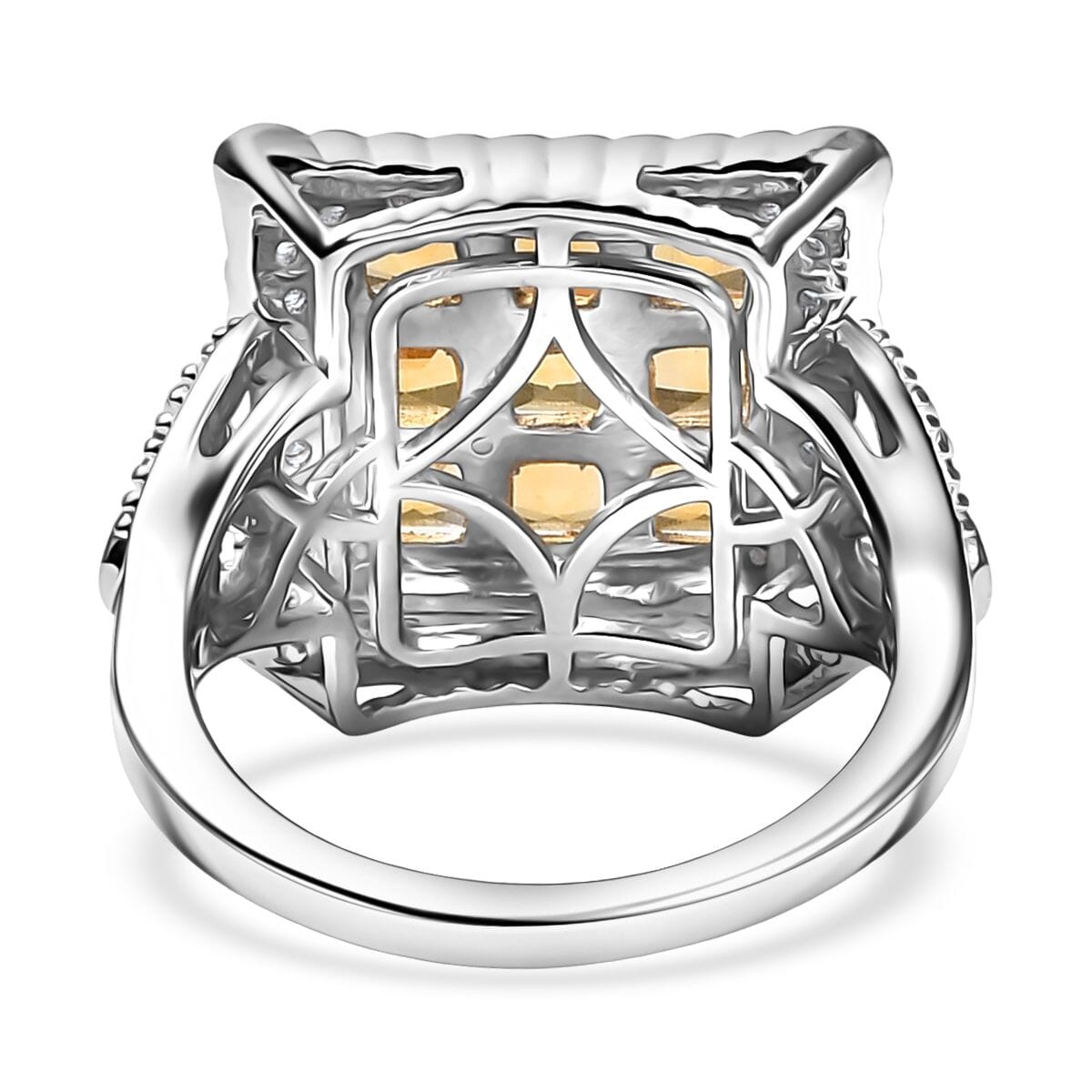 Premium Brazilian Citrine and White Zircon 2.80 ctw Ring in Platinum Over Sterling Silver image number 4