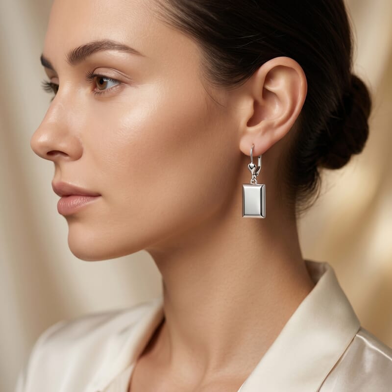 D'Joy Bar Earrings in Rhodium Over Sterling Silver 3.5 Grams