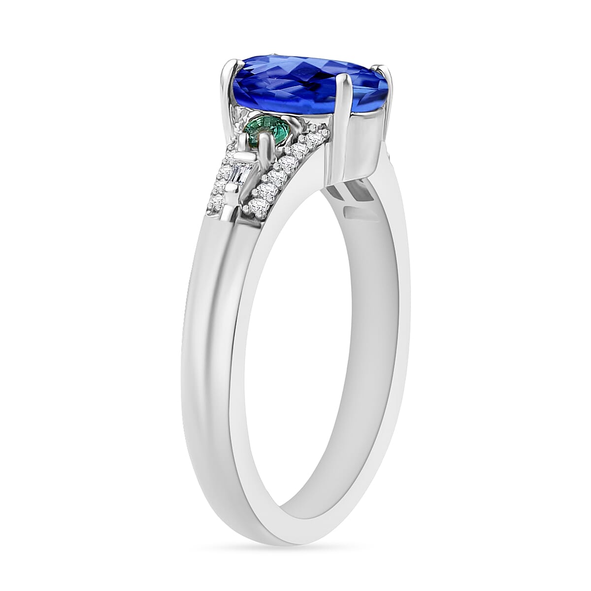 Luxoro AAA Tanzanite, Boyaca Colombian Emerald and G-H I1 Diamond 1.82 ctw Ring in 14K White Gold (Size 11.0) (Del. in 10-12 Days) image number 1