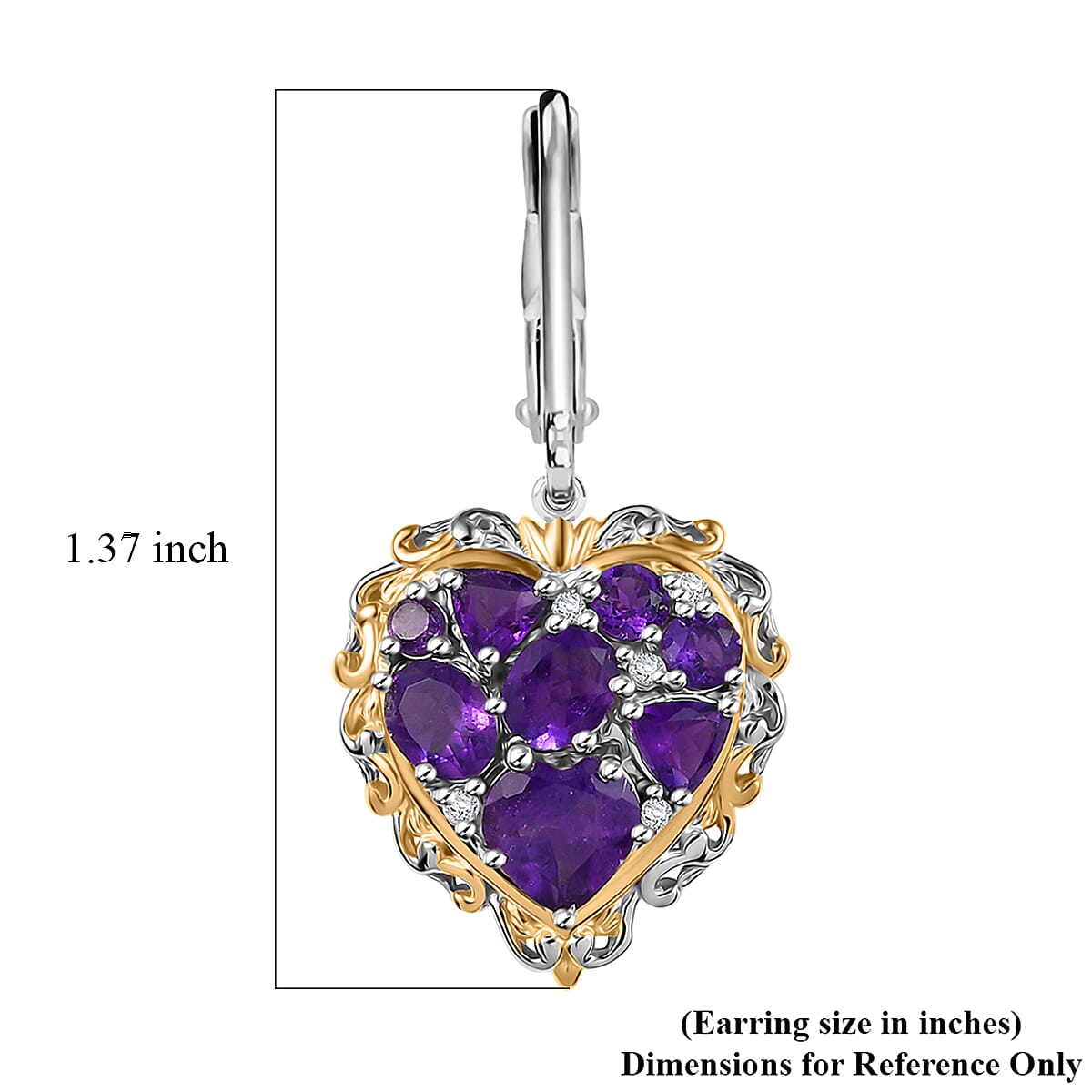 Karis African Amethyst and Multi Gemstone 4.20 ctw Heart of Elegance Earrings in 18K YG Plated and Platinum Bond