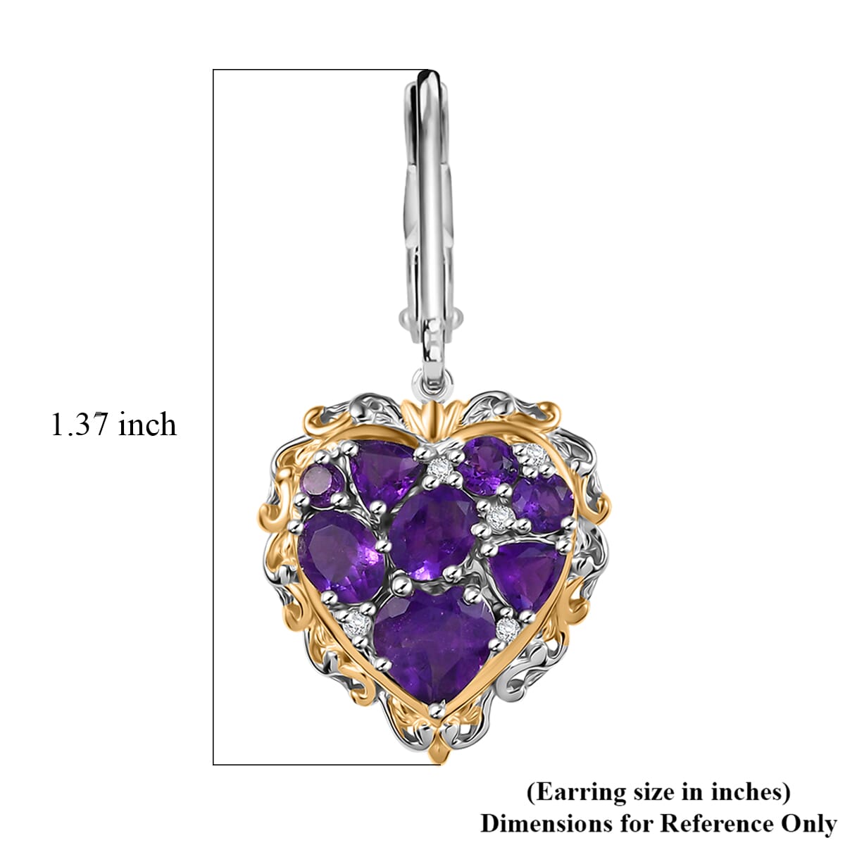 Karis African Amethyst and Multi Gemstone 4.20 ctw Heart of Elegance Earrings in 18K YG Plated and Platinum Bond image number 5