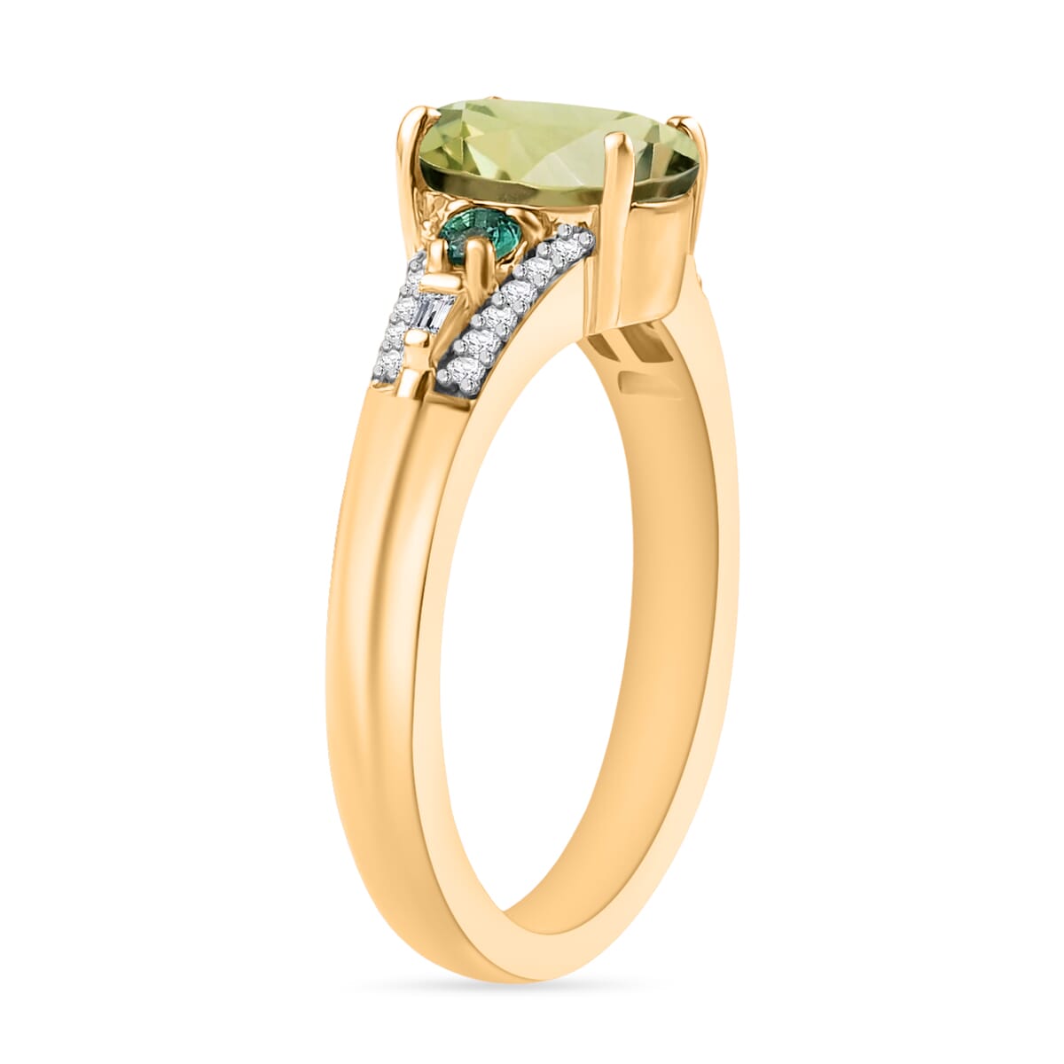 Luxoro AAA Turkizite, Boyaca Colombian Emerald and G-H I1 Diamond Ring in 14K Yellow Gold (Size 11) 1.82 ctw image number 2