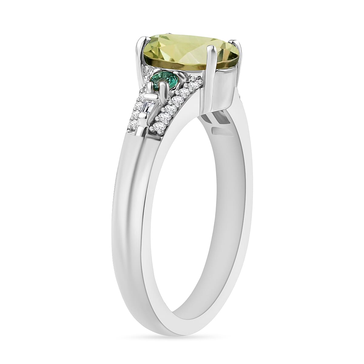 Luxoro AAA Turkizite, Boyaca Colombian Emerald and G-H I1 Diamond 1.82 ctw Ring in 14K White Gold (Size 12.0) (Del. in 10-12 Days) image number 2