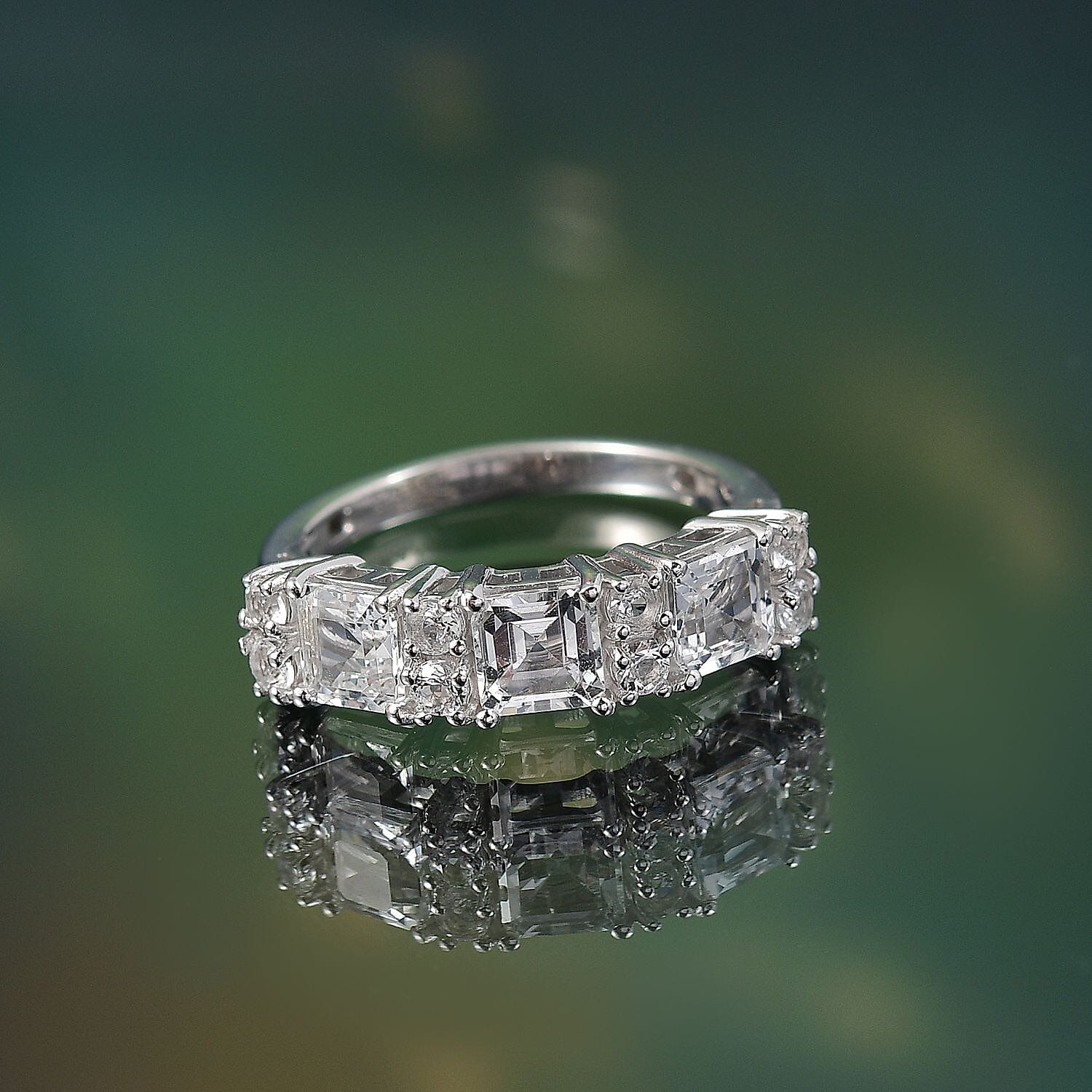 D'Joy Golconda Topaz 2.90 ctw Art Deco Ring in Platinum Over Sterling Silver (Size 8.0)