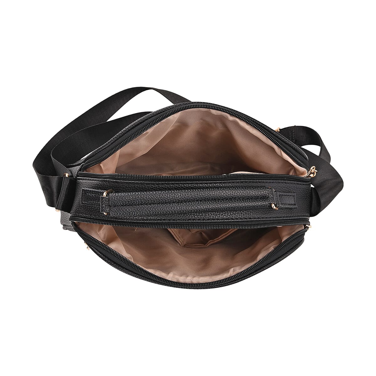 Black Faux Leather Multi Pocket Crossbody Bag image number 3