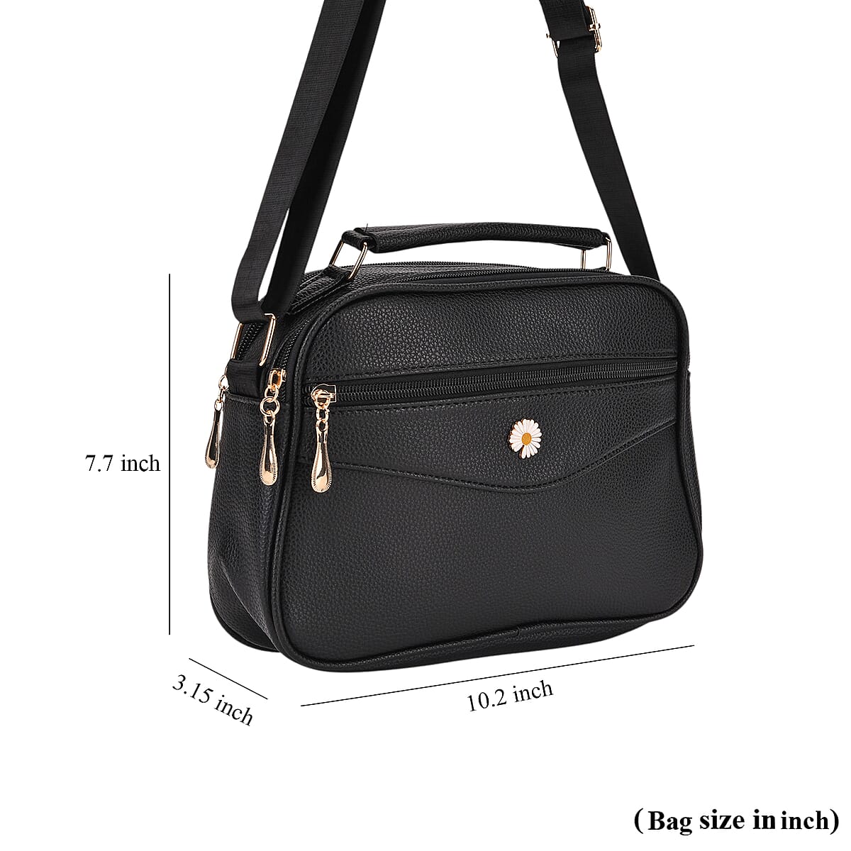 Black Faux Leather Multi Pocket Crossbody Bag image number 5