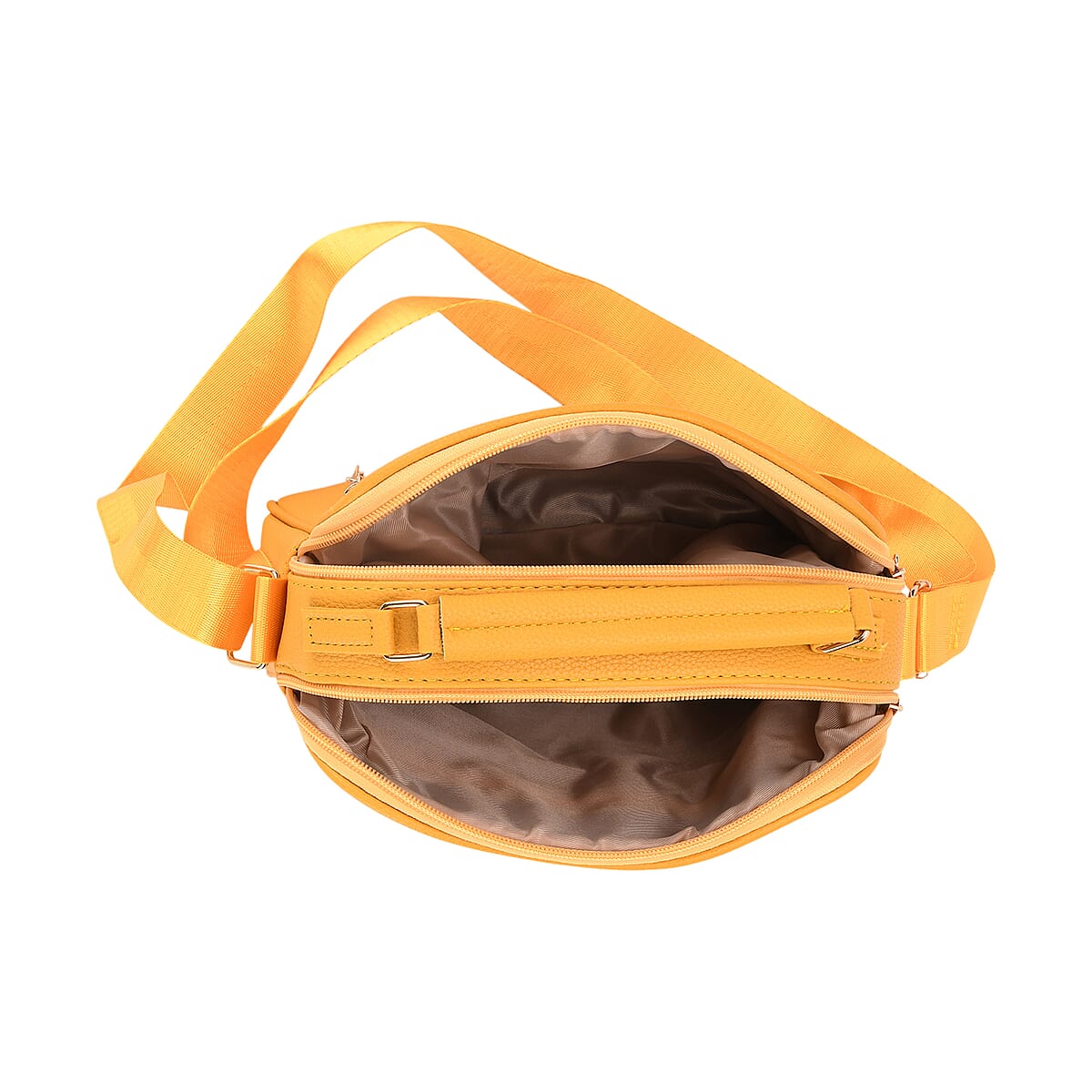 Yellow Faux Leather Multi Pocket Crossbody Bag image number 3