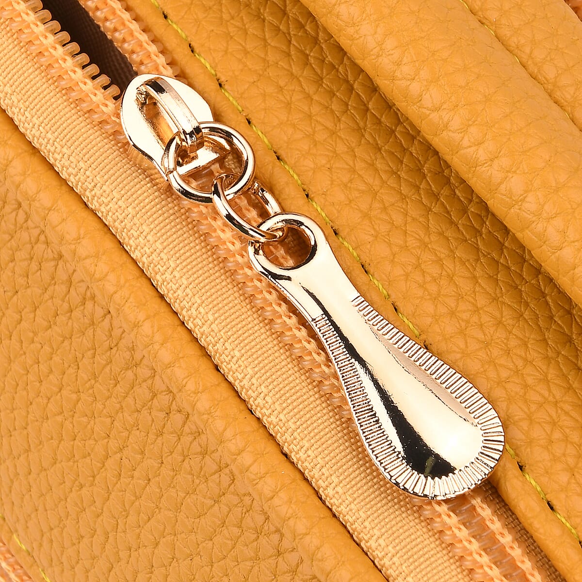 Yellow Faux Leather Multi Pocket Crossbody Bag image number 4
