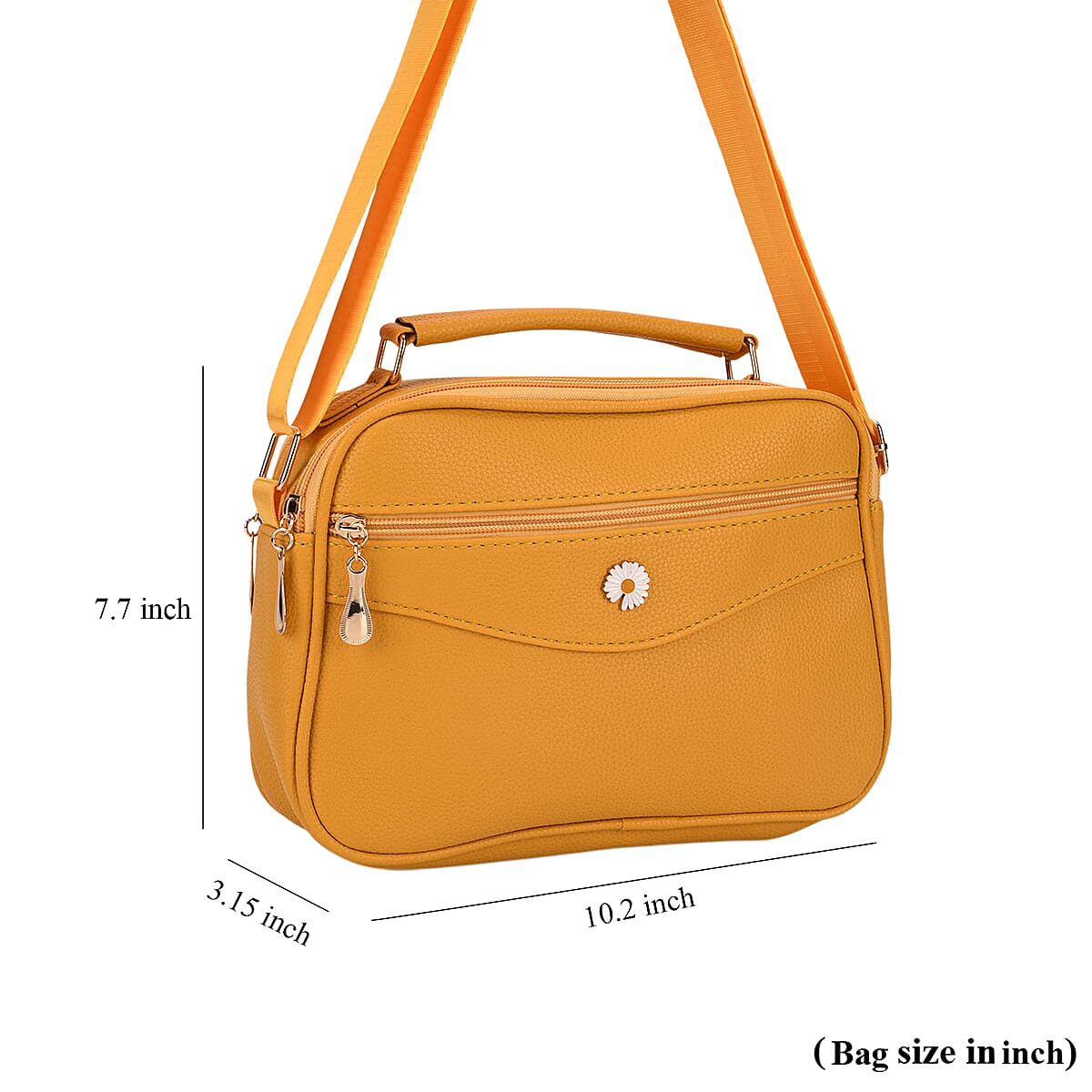 Yellow Faux Leather Multi Pocket Crossbody Bag image number 5