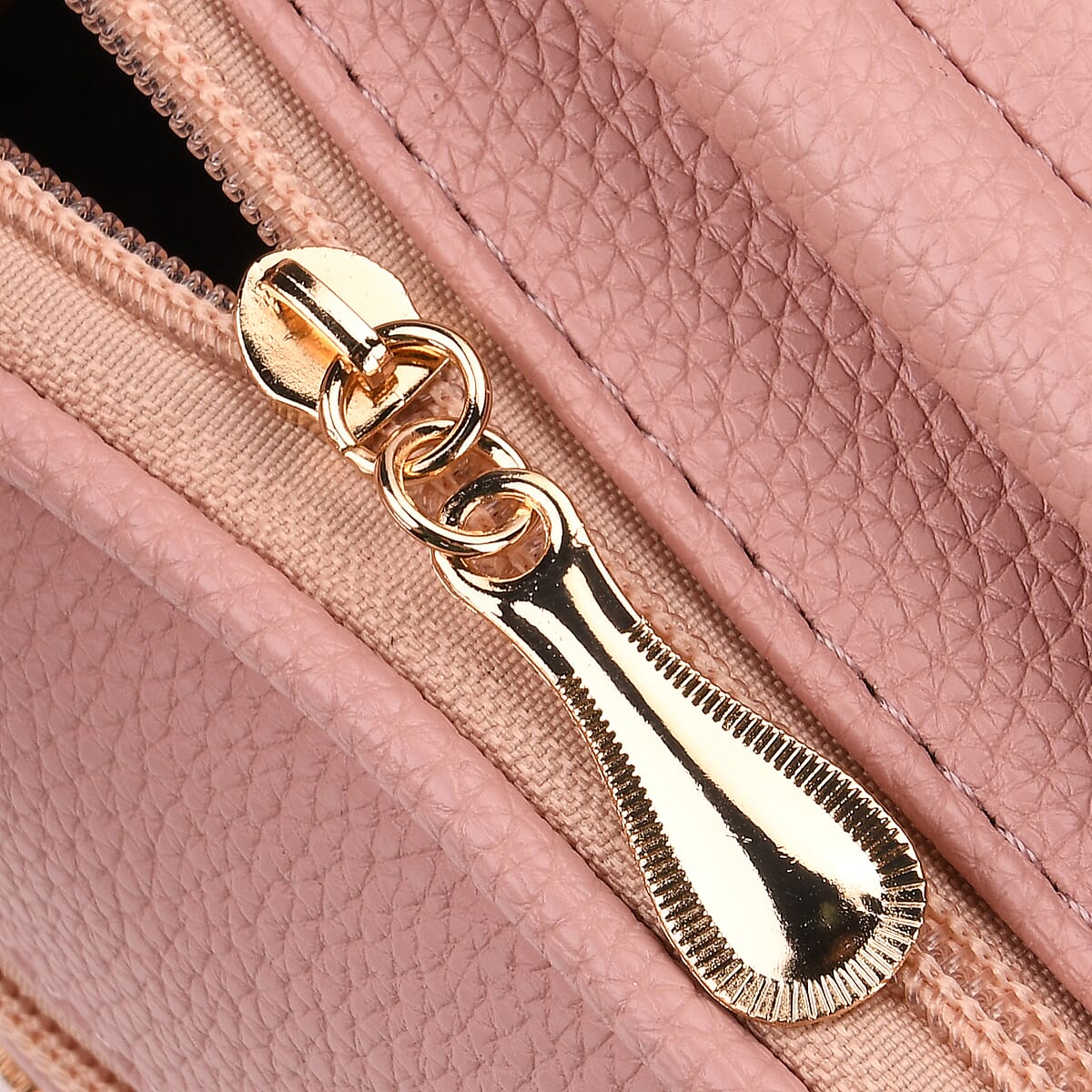 Pink Faux Leather Multi Pocket Crossbody Bag image number 4