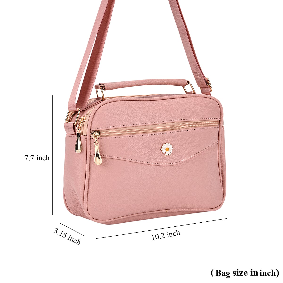 Pink Faux Leather Multi Pocket Crossbody Bag image number 5