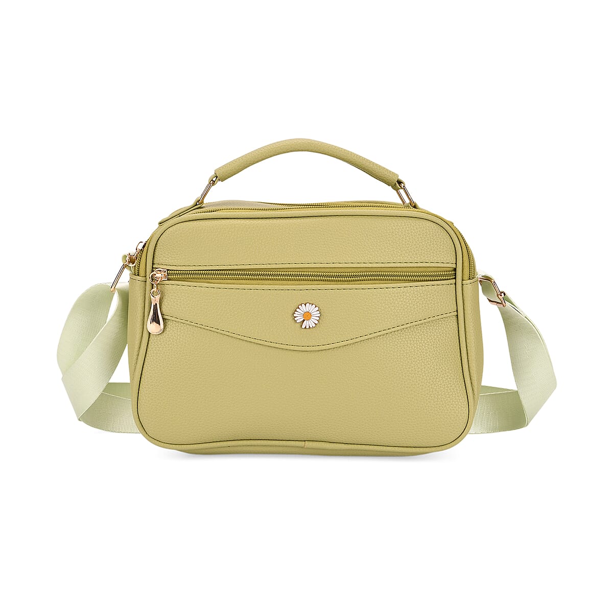 Green Faux Leather Multi Pocket Crossbody Bag image number 0