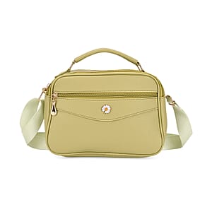 Green Faux Leather Multi Pocket Crossbody Bag