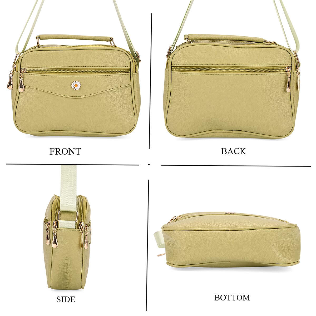 Green Faux Leather Multi Pocket Crossbody Bag image number 2