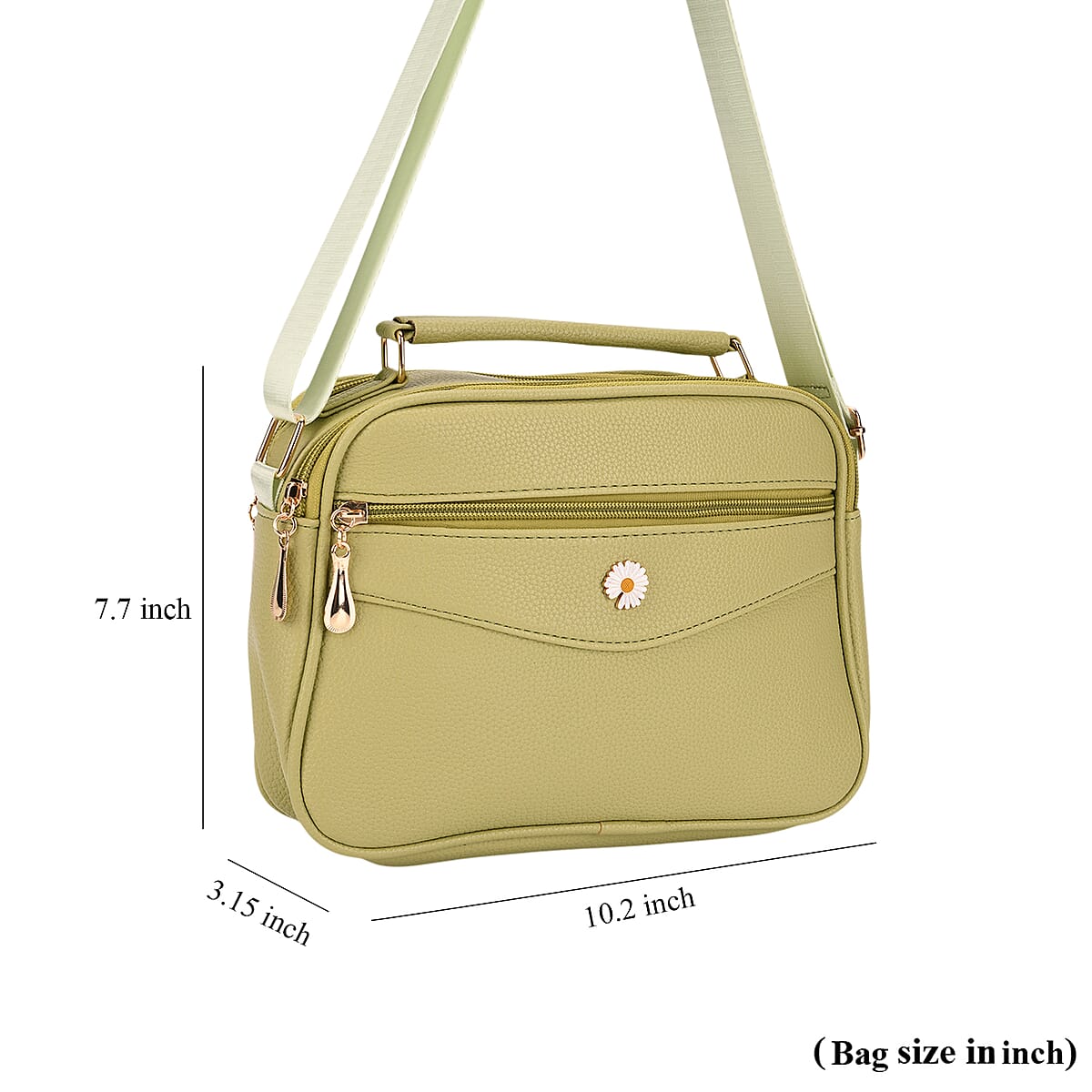 Green Faux Leather Multi Pocket Crossbody Bag image number 5