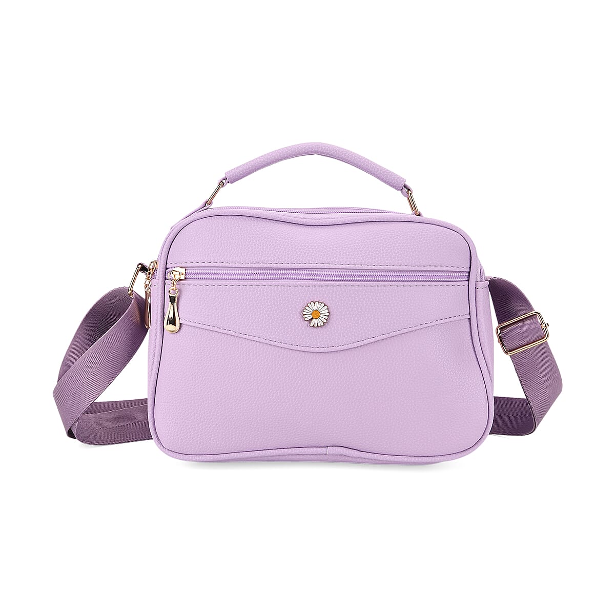 Purple Faux Leather Multi Pocket Crossbody Bag image number 0