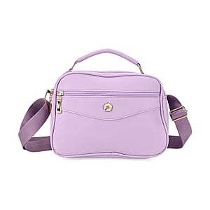 Purple Faux Leather Multi Pocket Crossbody Bag