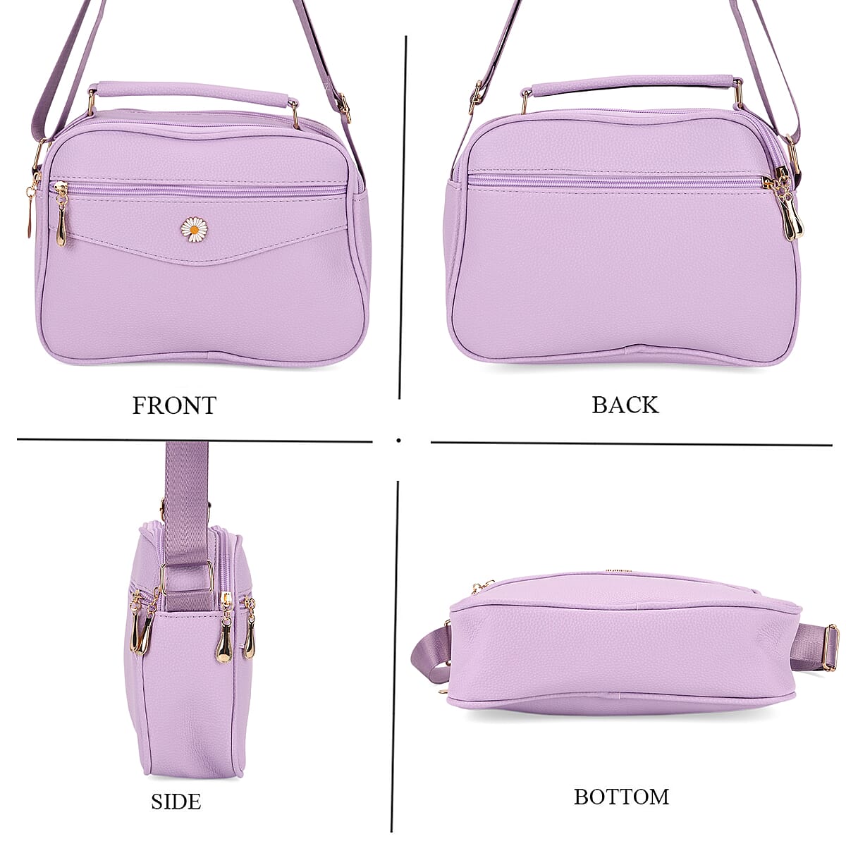 Purple Faux Leather Multi Pocket Crossbody Bag image number 2