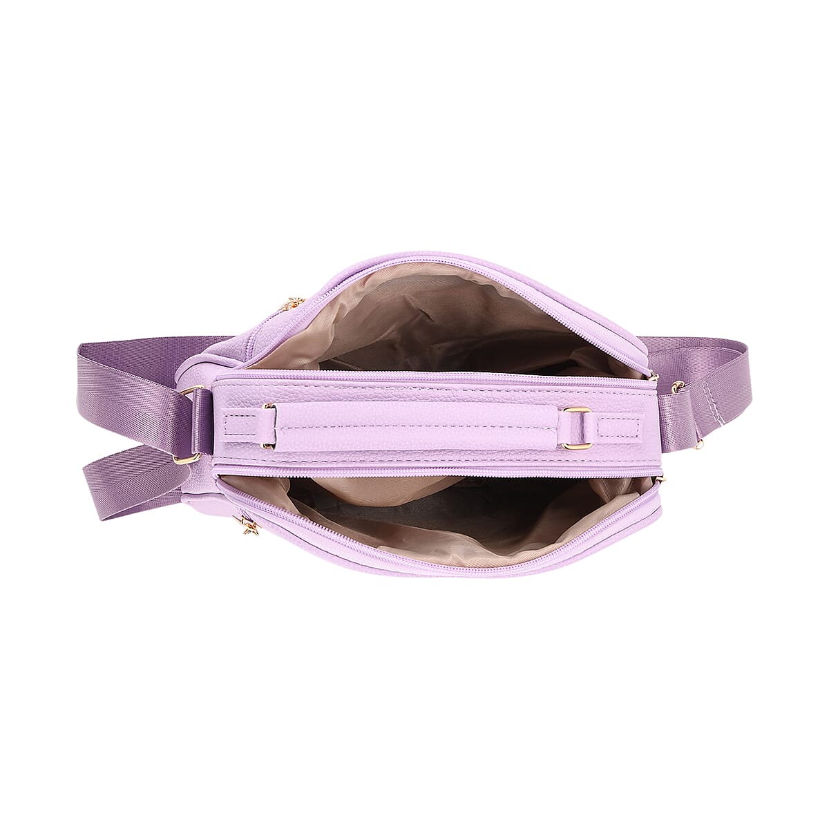 Purple Faux Leather Multi Pocket Crossbody Bag image number 3