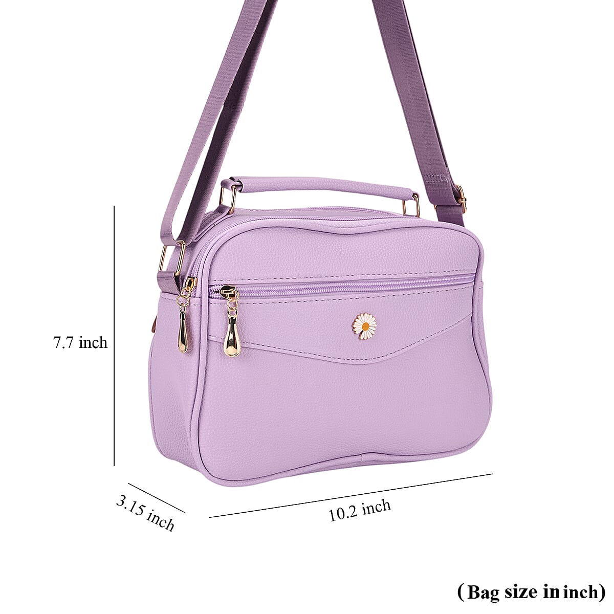 Purple Faux Leather Multi Pocket Crossbody Bag image number 5