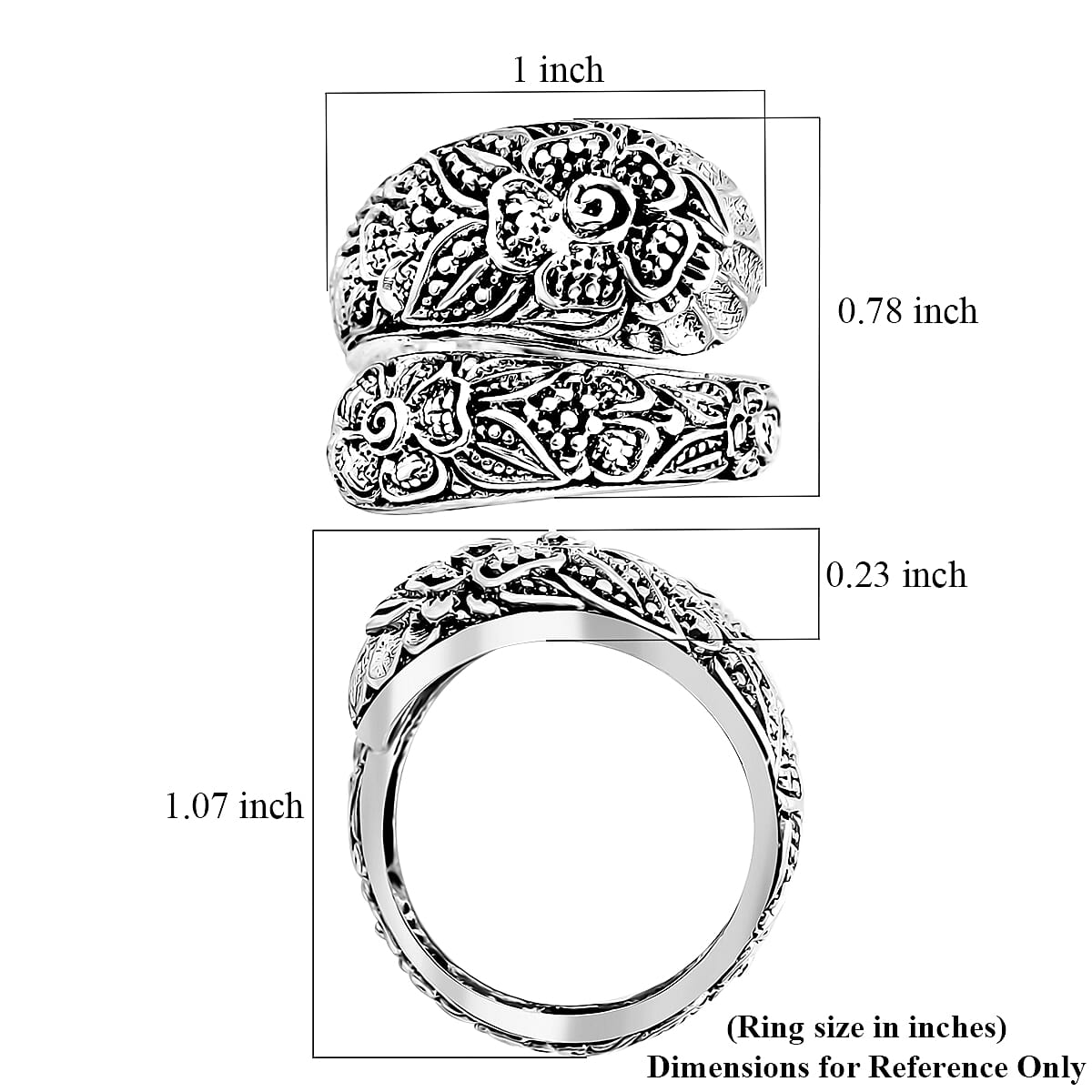 Bali Legacy Sterling Silver Hibiscus Flower Ring (Size 6.0) 6.59 Grams image number 5