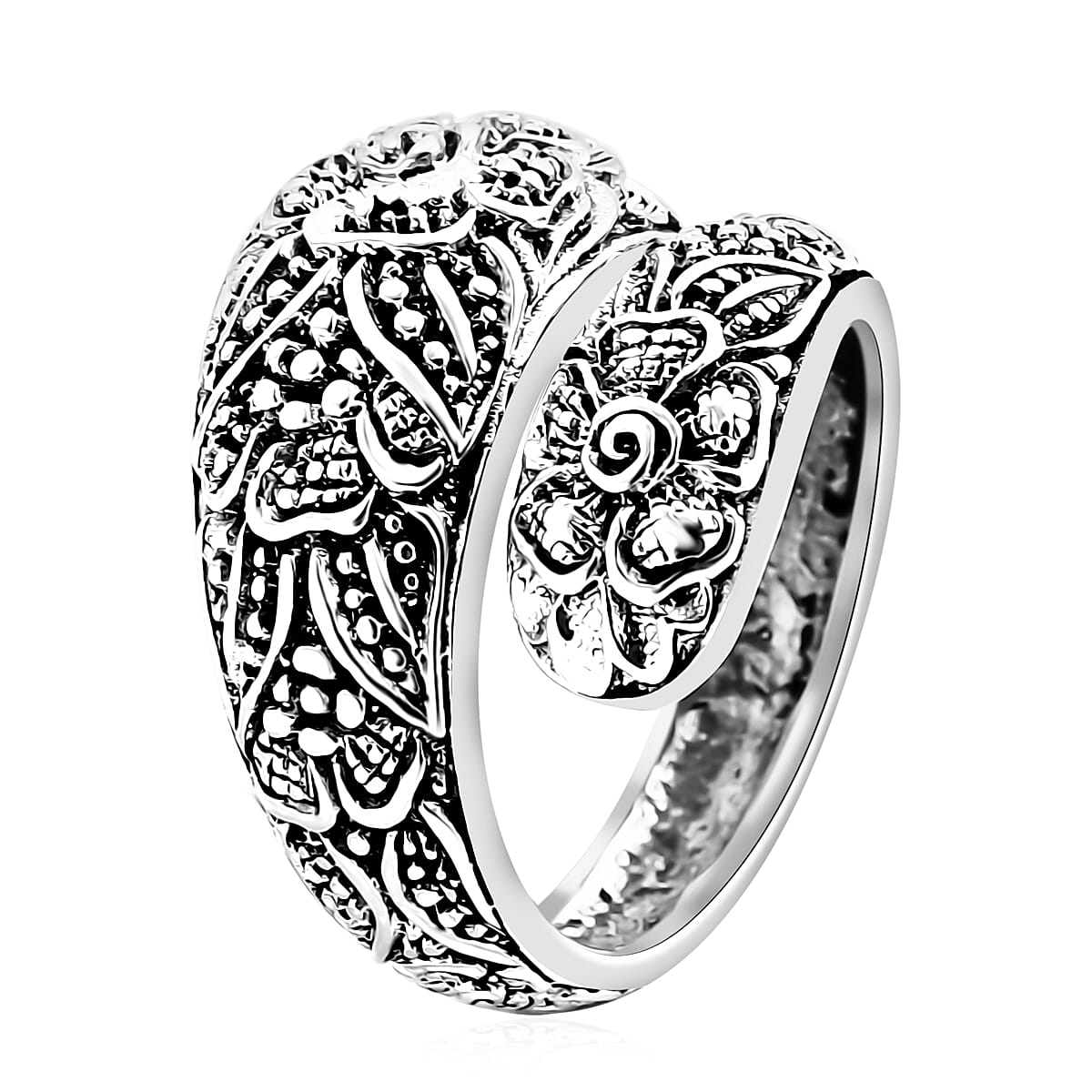 Bali Legacy Sterling Silver Hibiscus Flower Ring (Size 7.0) 6.59 Grams image number 3