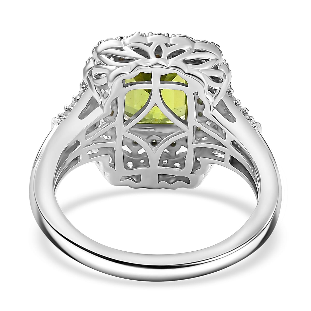 D'Joy Hebei Peridot and Multi Gemstone 3.60 ctw Water Ripples Ring in Rhodium Over Sterling Silver (Size 7.0) image number 4