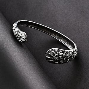 Bali Legacy Sterling Silver Hibiscus Bangle Bracelet (7.25 In) 21.62 Grams