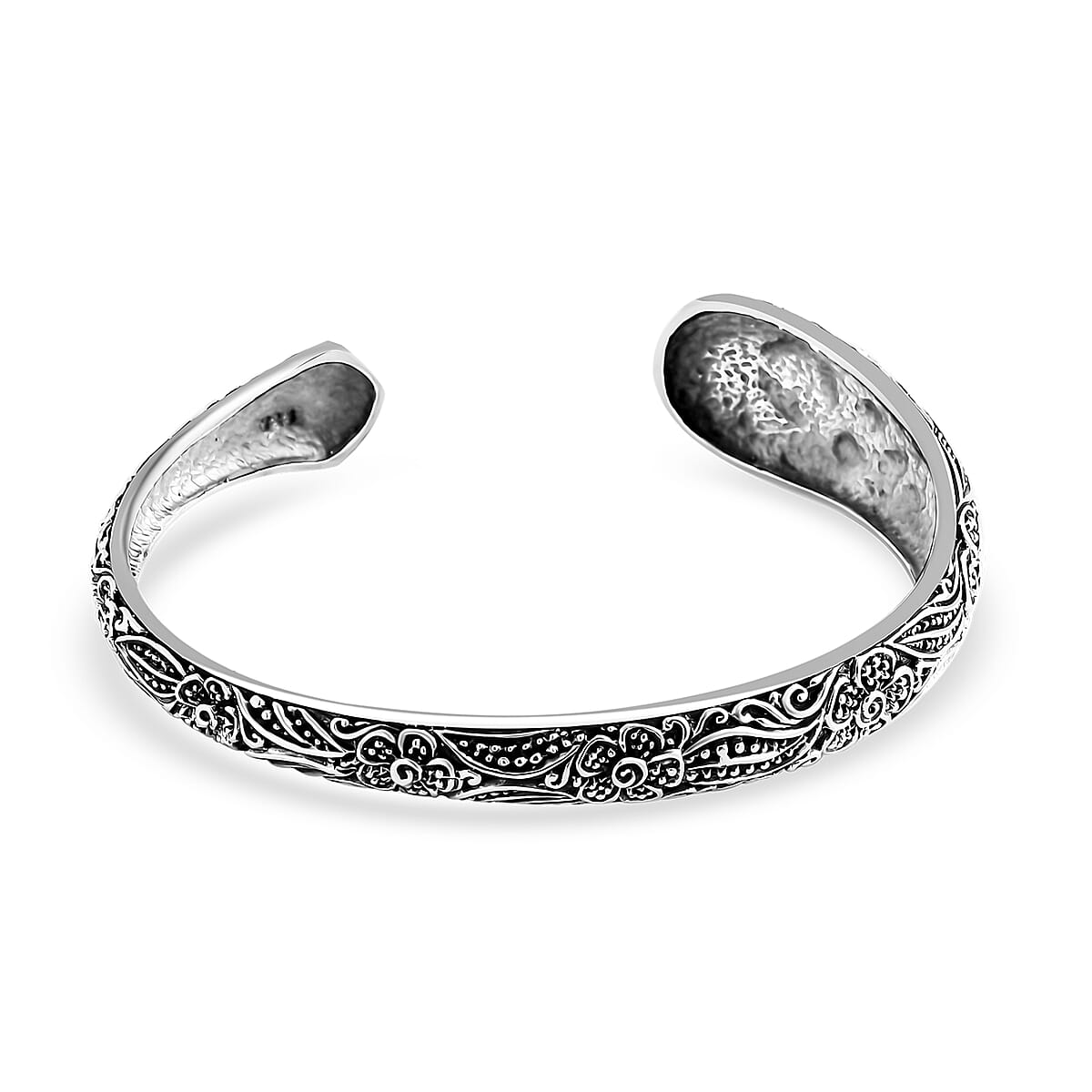 Bali Legacy Sterling Silver Hibiscus Bangle Bracelet (7.25 In) 21.62 Grams image number 6