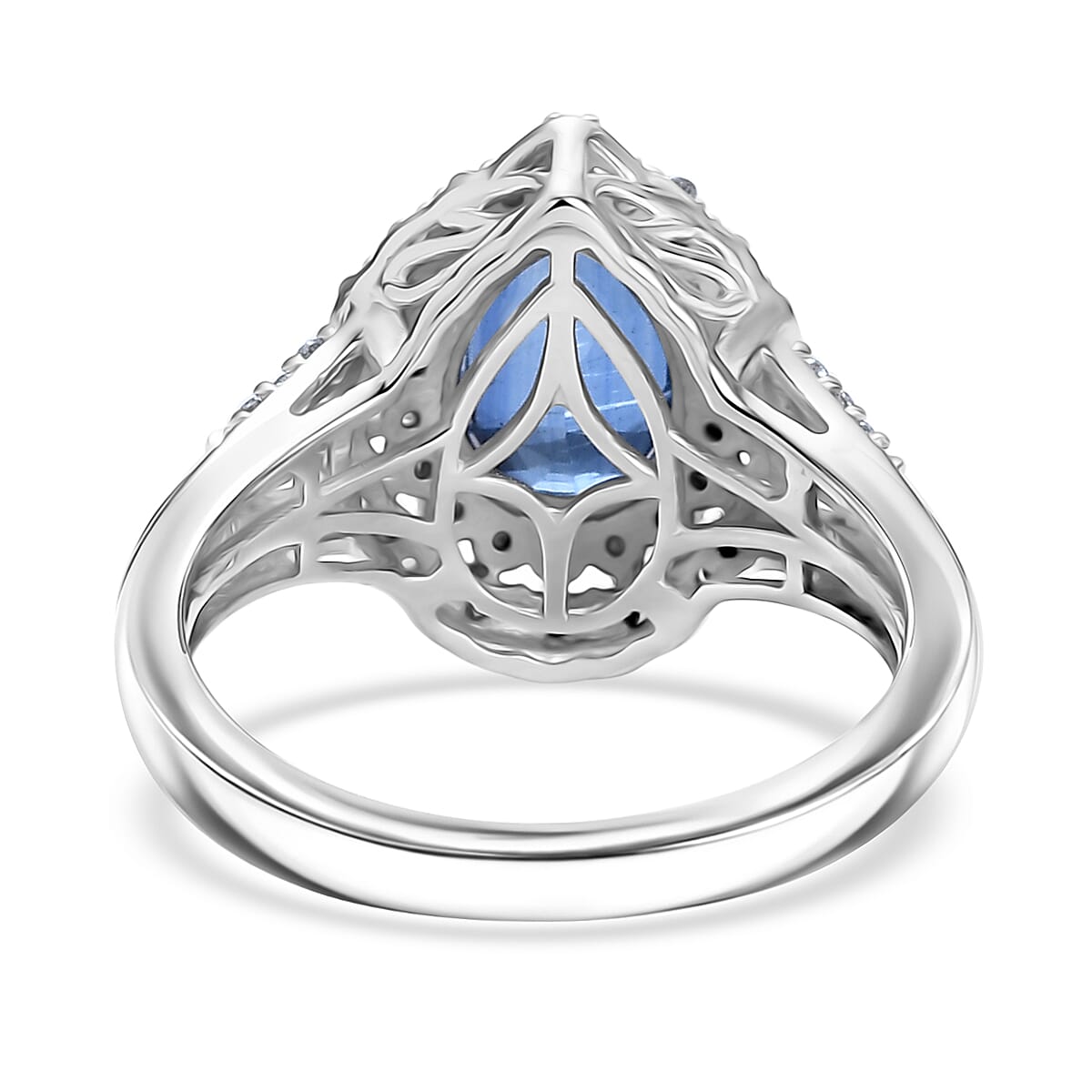 D'Joy Kashmir Kyanite and Multi Gemstone 3.00 ctw Water Ripples Ring in Rhodium Over Sterling Silver (Size 5.0) image number 4