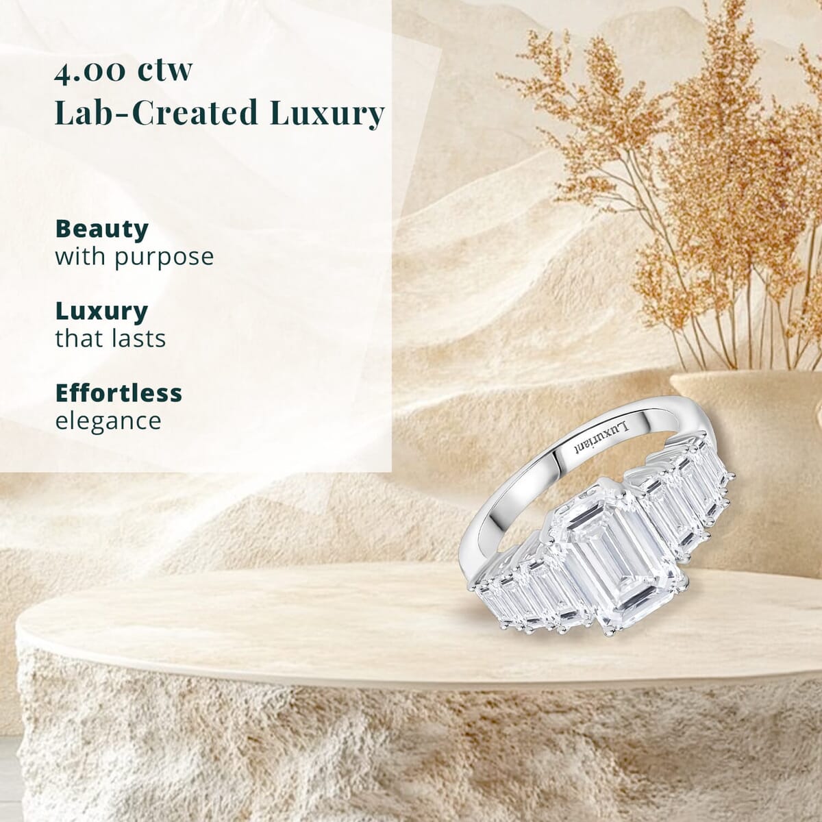 Luxuriant Lab Grown Diamond E-F VS 4.00 ctw Ring in 950 Platinum (Size 10.0) image number 2