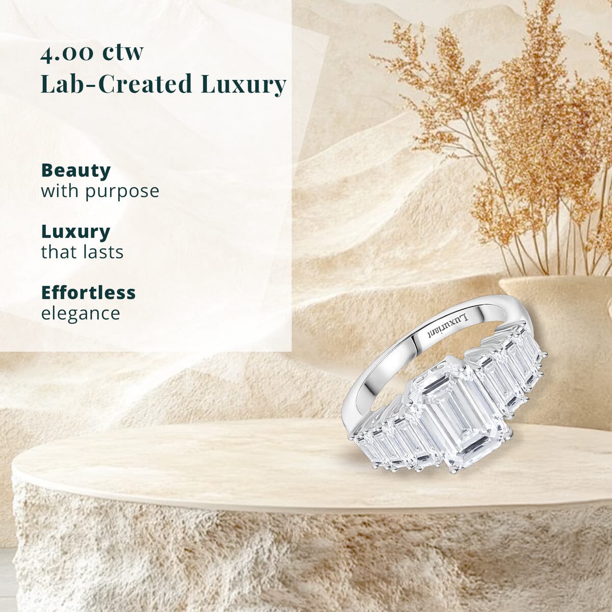Luxuriant Lab Grown Diamond E-F VS 4.00 ctw Ring in 950 Platinum (Size 10.0) image number 2