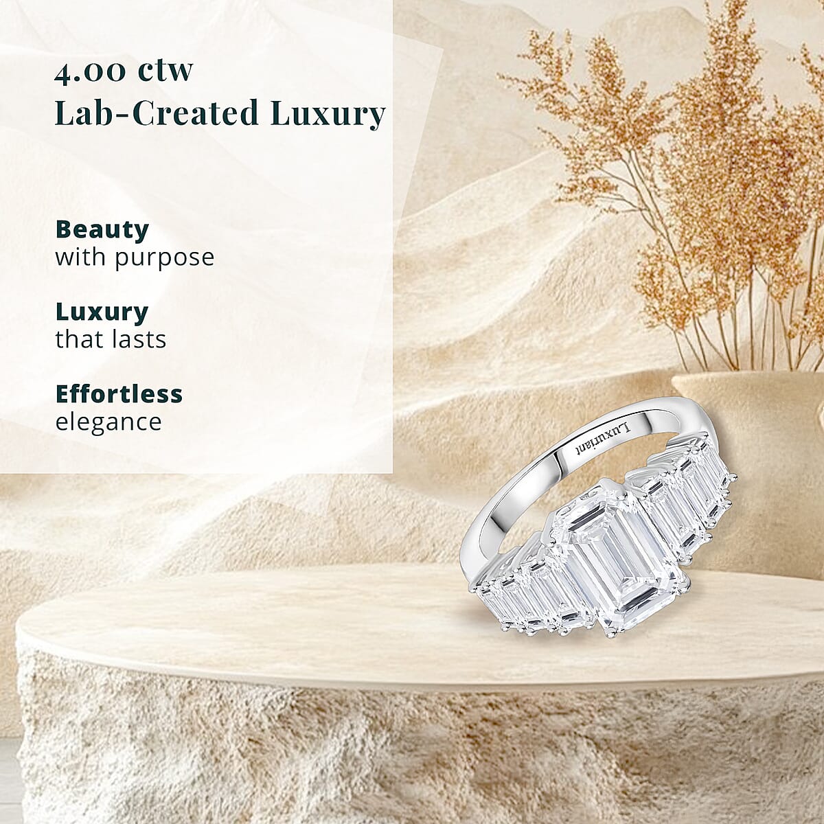IGI Certified Luxuriant Lab Grown Diamond E-F VS 4.00 ctw Life Ladder Ring in 950 Platinum (Size 7.0) image number 2