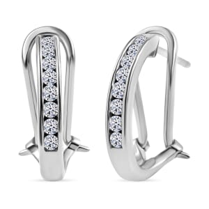 Luxuriant Lab Grown Diamond G-H SI 0.50 ctw Omega Clip Earrings in Rhodium Over Sterling Silver