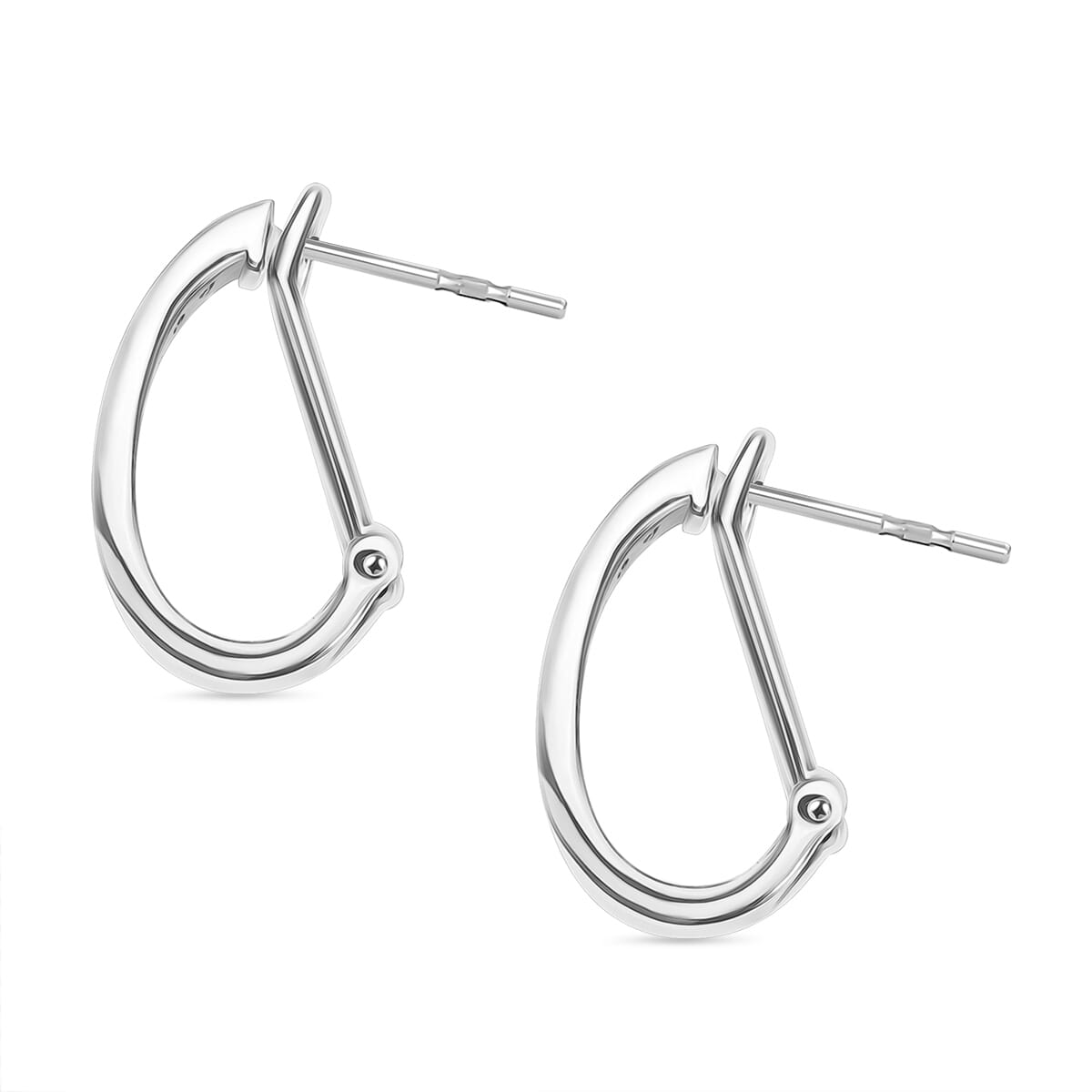 Luxuriant Lab Grown Diamond G-H SI 0.50 ctw Omega Clip Earrings in Rhodium Over Sterling Silver image number 3