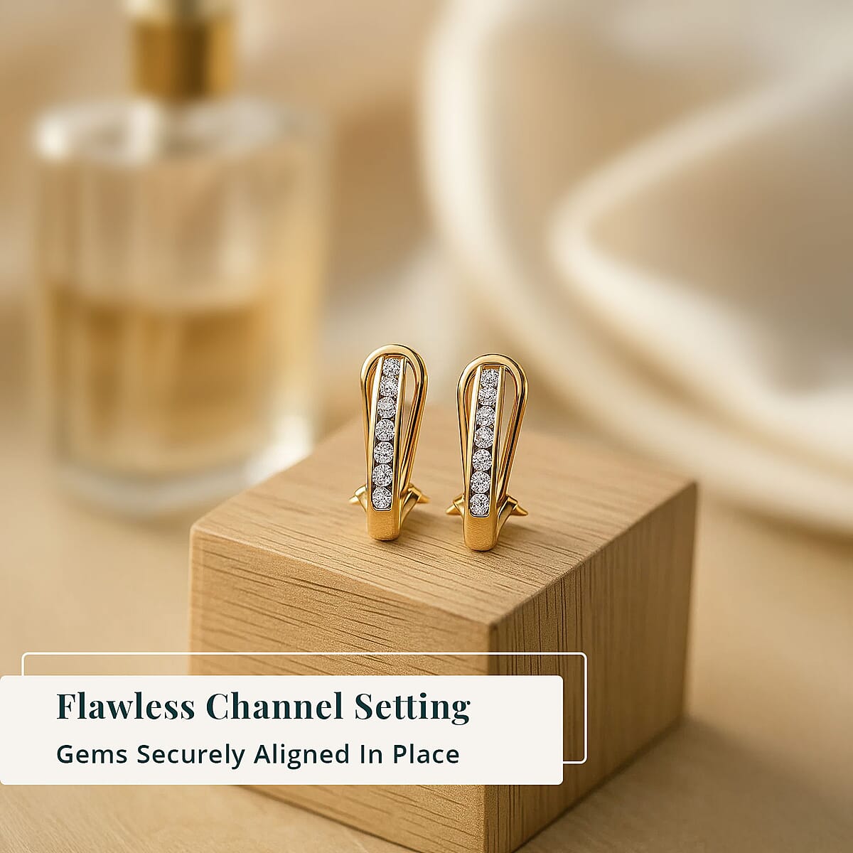 Luxuriant Lab Grown Diamond G-H SI 0.50 ctw Omega Clip Earrings in 18K Vermeil Yellow Gold Over Sterling Silver image number 4