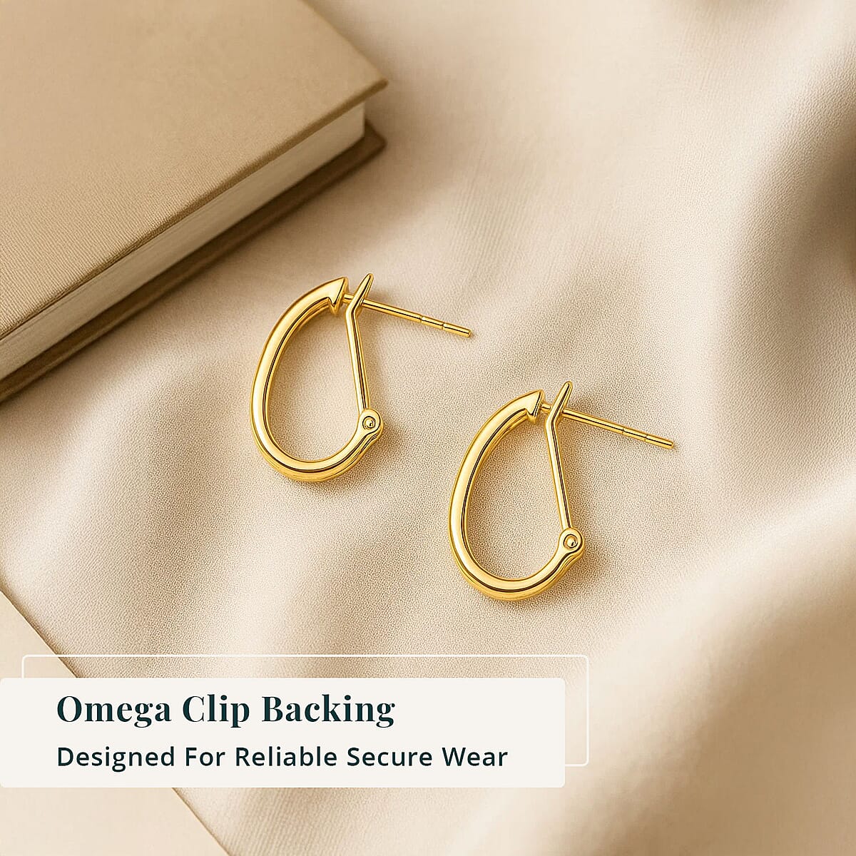 Luxuriant Lab Grown Diamond G-H SI 0.50 ctw Omega Clip Earrings in 18K Vermeil Yellow Gold Over Sterling Silver image number 5