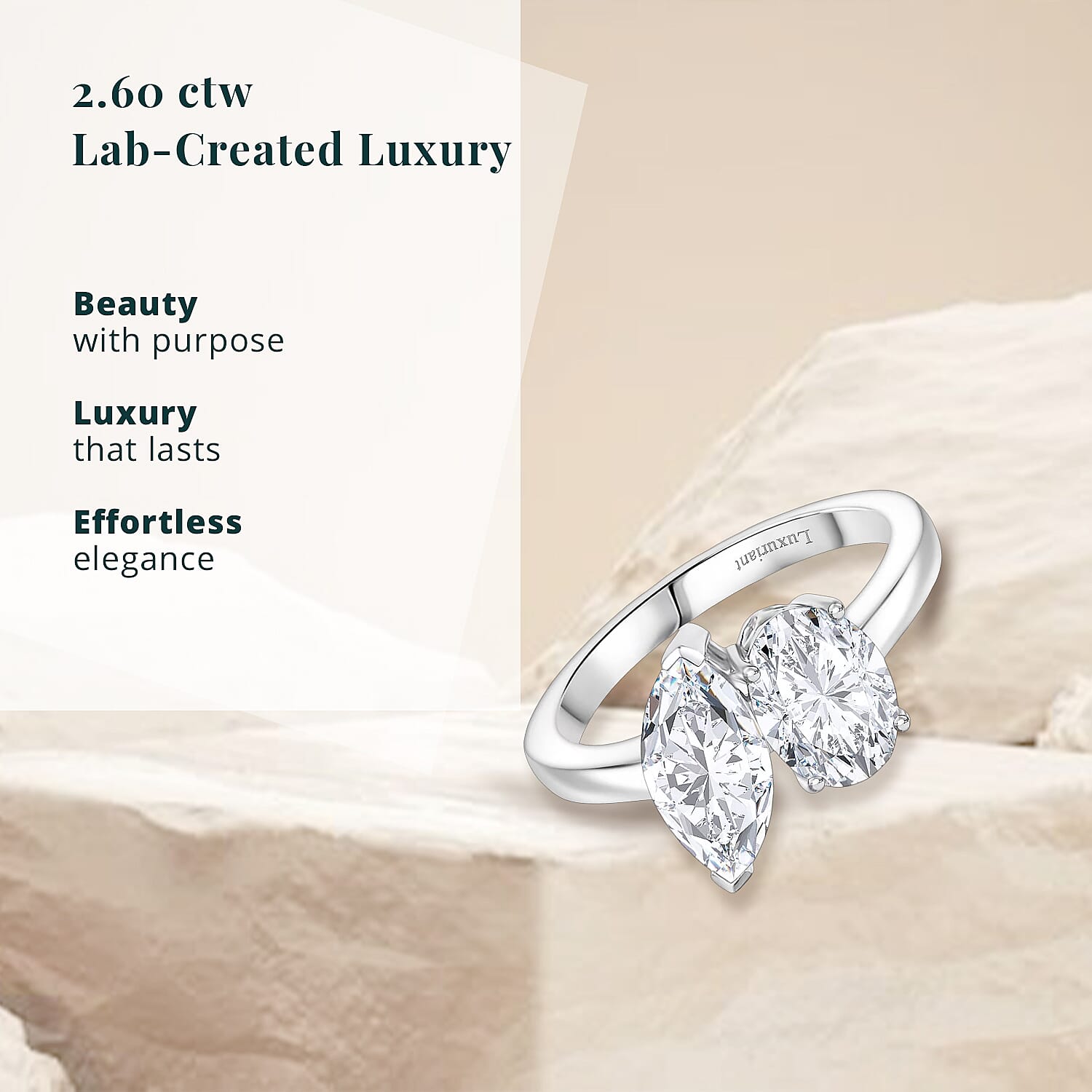 IGI Certified Luxuriant Lab Grown Diamond E-F VS 2.60 ctw Toi Moi Ring in 950 Platinum (Size 6.0)