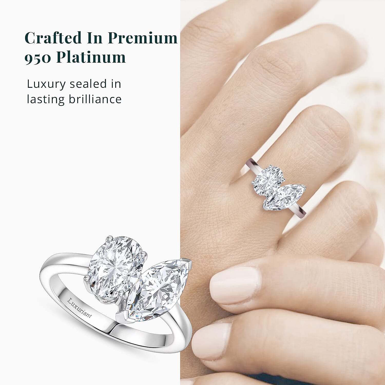 IGI Certified Luxuriant Lab Grown Diamond E-F VS 2.60 ctw Toi Moi Ring in 950 Platinum (Size 6.0)