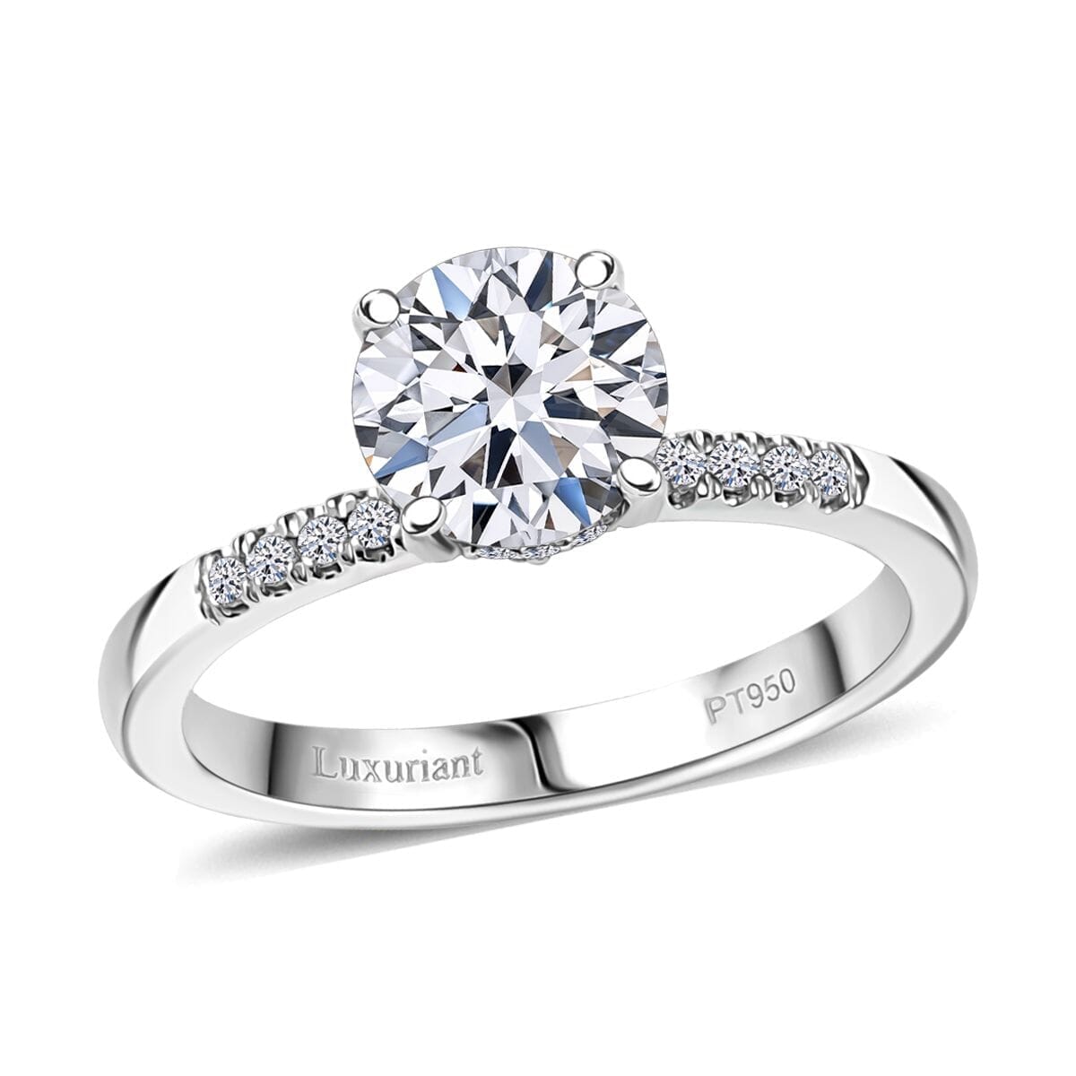 950 Platinum Luxuriant Lab Grown Diamond (E-F, VS) Ring (Size 10.0) 1.50 ctw image number 0