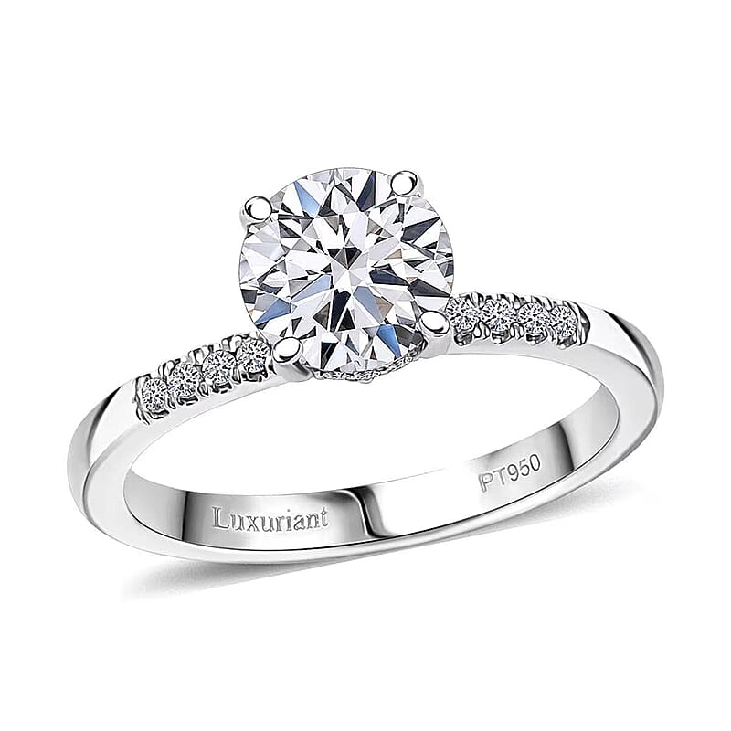 IGI Certified Luxuriant Lab Grown Diamond (E-F, VS) Halo Ring in 950 Platinum 1.50 ctw (Size 11.0)