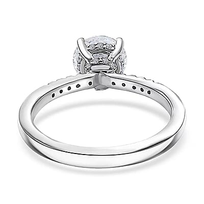 IGI Certified Luxuriant Lab Grown Diamond (E-F, VS) Halo Ring in 950 Platinum 1.50 ctw (Size 11.0)