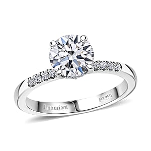 IGI Certified Luxuriant Lab Grown Diamond E-F VS 1.50 ctw Majesty Hidden Halo Ring in 950 Platinum (Size 7.0)