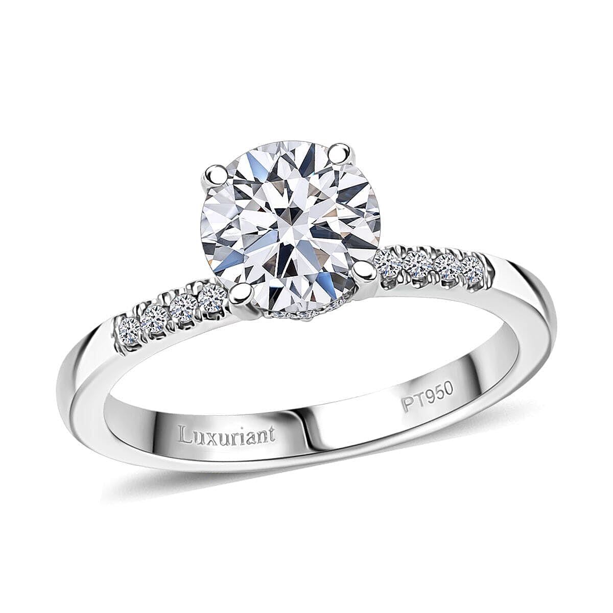 IGI Certified 950 Platinum Luxuriant Lab Grown Diamond (E-F, VS) Ring (Size 7.5) 1.50 ctw image number 0